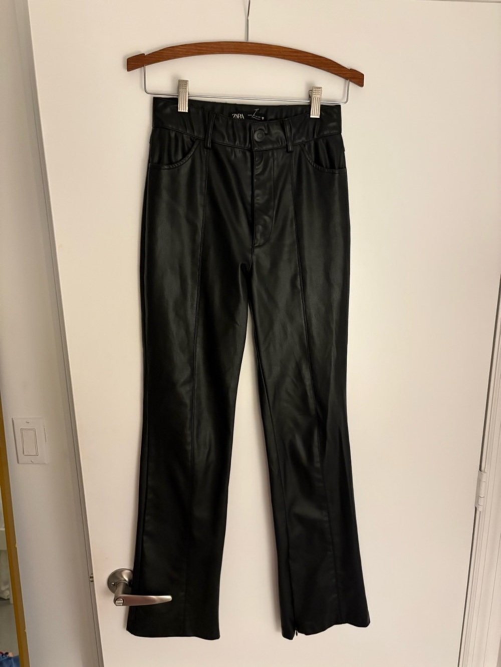 Zara Black Faux Leather High-Waist Pants